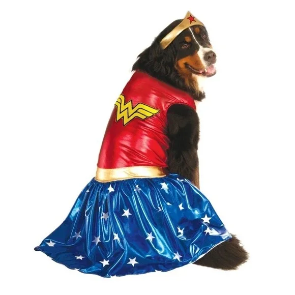 Wonder Woman DC Superhero Big Fancy Dress Up Halloween Pet Dog Costume XXL - Picture 1 of 4